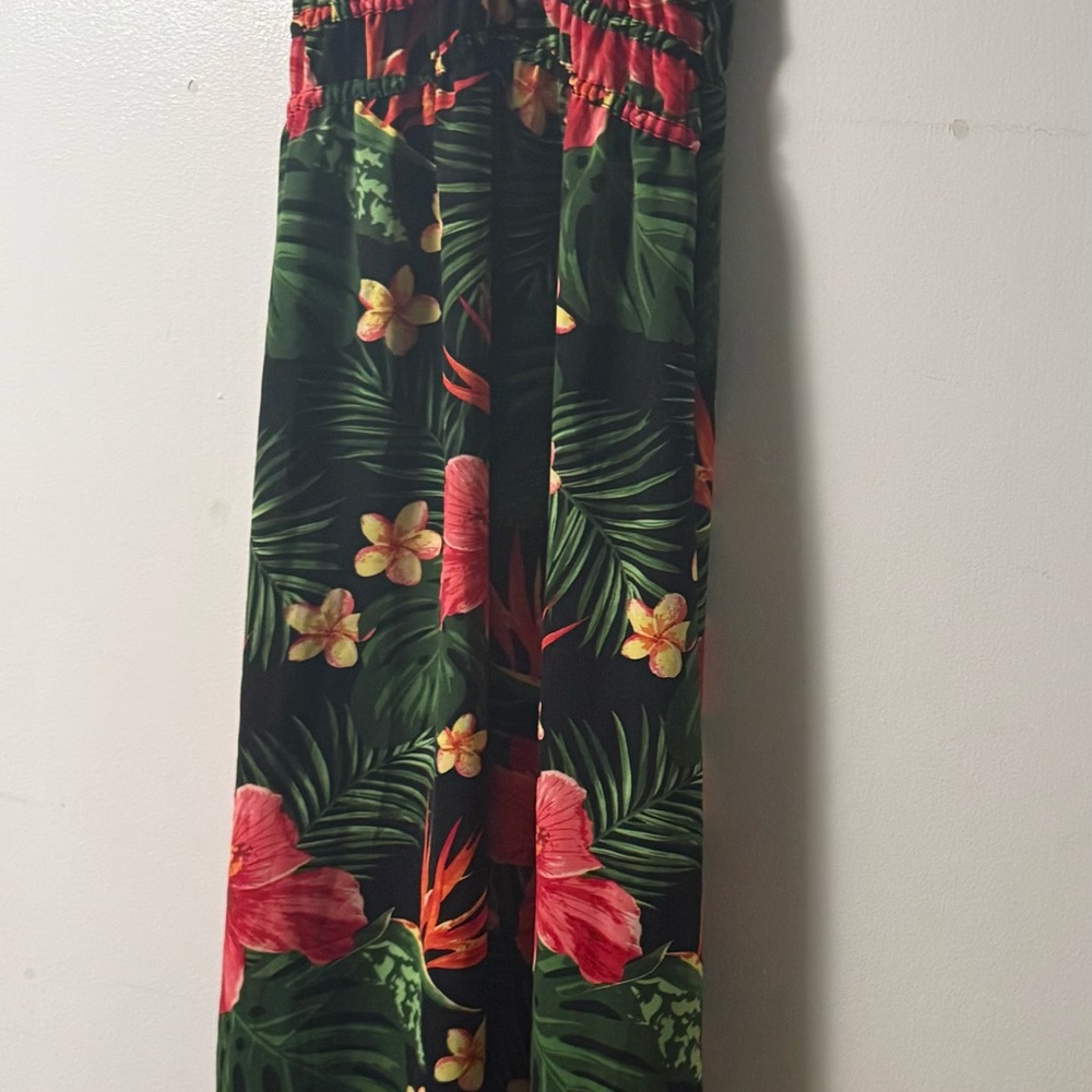 Absolutely It Tropical Floral Maxi Dress with Red Hibiscus - Picture 4 of 5